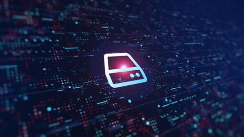 Futuristic Digital Scanner Icon Data Processing Animation