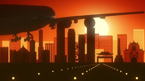 Manila Philippines Airplane Skyline Sunrise Landing