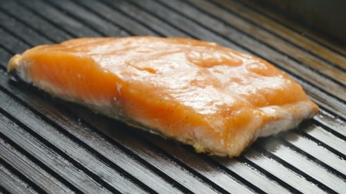 Grilled Red Fish Steak Salmon On The Grill