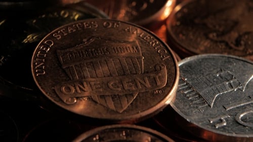 Extreme Close Up View of Metallic Coins