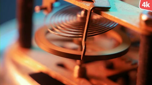 Mechanical Clock Balance Wheel Close Up Turning