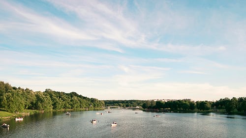 Peaceful Lake with Boats on a Sunny Day