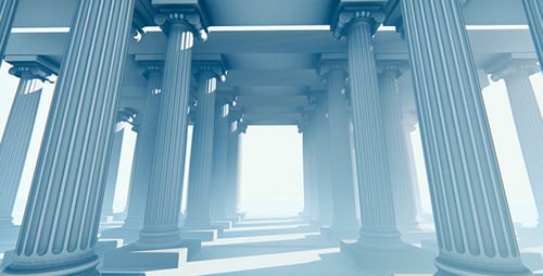 Architectural Classical Columns Hallway Camera Fly Through Reveal