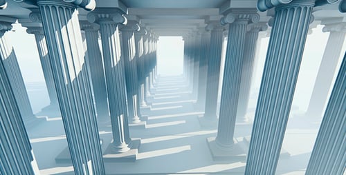 Classical White Column Corridor Fly Through Animation