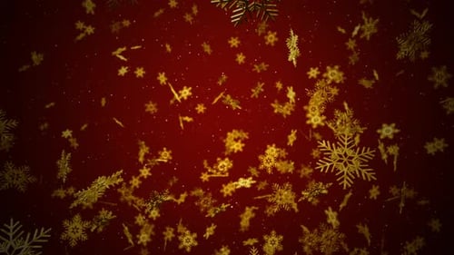 Gold Snowflakes Falling On Red Background 21-6