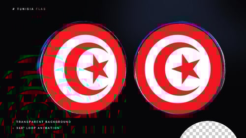 3D Rotating Metallic Tunisia Flag Emblem
