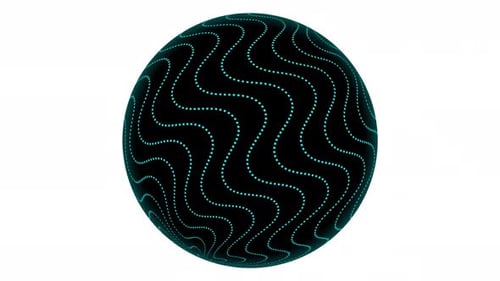 Stripy line attached on a sphere. Stripy sphere animated on white background. Vd 958
