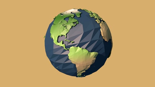 Low Poly Earth Globe Rotation Animation