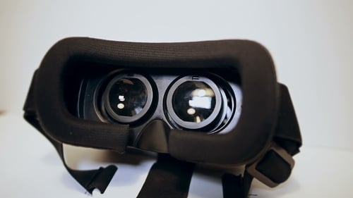 Black VR Headset Close-Up on White Background