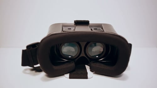 Hands Approach Black Virtual Reality Headset Close Up