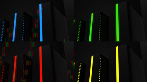 Computer Servers Red Blue Green Yellow