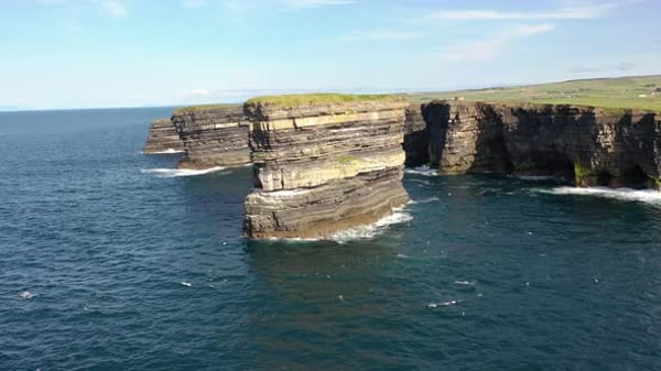 Aerial View of the Dun Briste Sea Stack at Downpatrick Head County Mayo ...