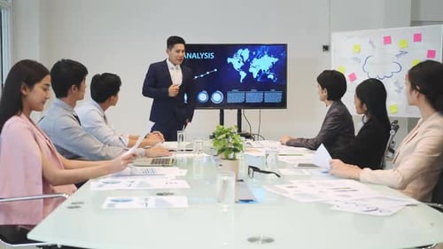 Business Colleagues Meeting in Modern Workplace