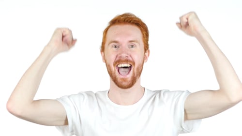 Man With Red Hair Celebrates Victory