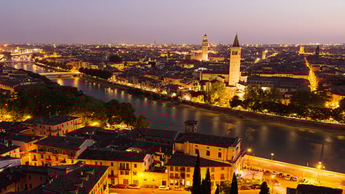 Verona Cityscape Transition from Day to Night