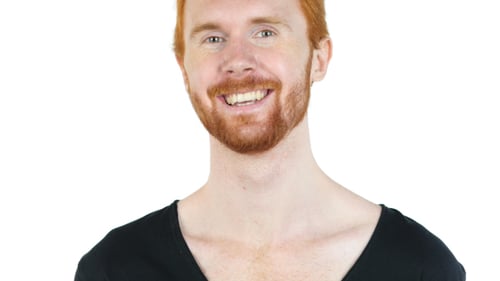 Close Up of Smiling Adult With Red Hair