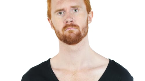 Sad Adult Man with Red Hair