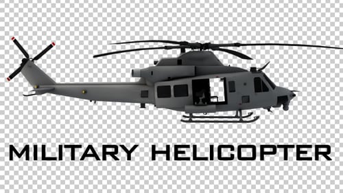 Realistic 3D Military Helicopter Animation with Spinning Rotors