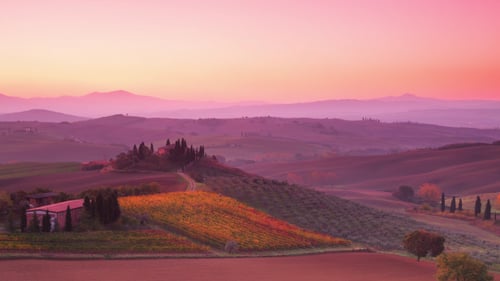 Sunrise Over Rolling Hills, Peaceful Landscape