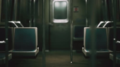 Inside of the Old Non-modernized Subway Car in USA