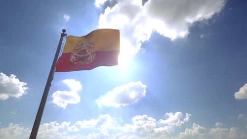 Drapeau de la ville de Prague avec emblème sur mât V4 - 4K