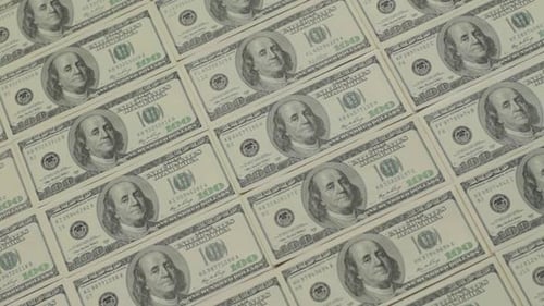 Flat Lay View of United States One Hundred Dollar Bills