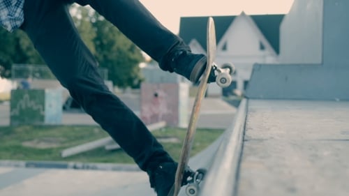 Skateboarder Standing On The Start On Ramp
