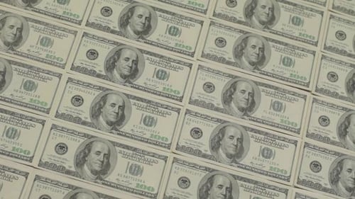 Flat Lay of Many One Hundred Dollar Bills