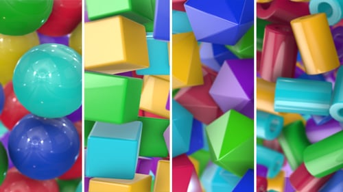 Colorful 3D Geometric Shapes Transition Background