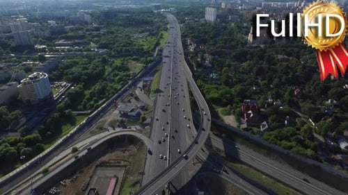 Aerial View of Highway Interchange in Moscow