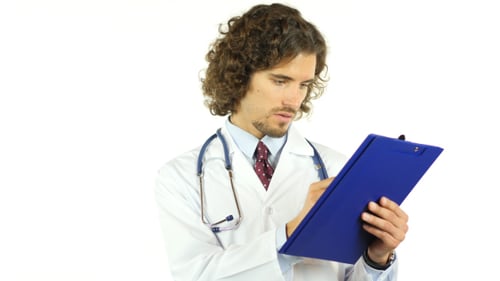 Doctor Checking Documents of Patient, Medical Report