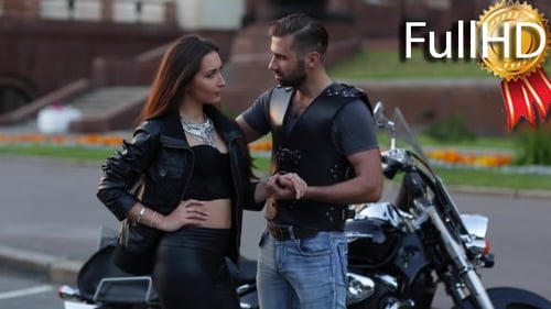 Stylish Couple Posing with Motorcycle on City Street
