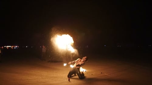 Fire Breathing Performance at Night