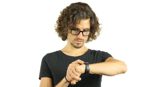 Man Using Smartwatch on White Background