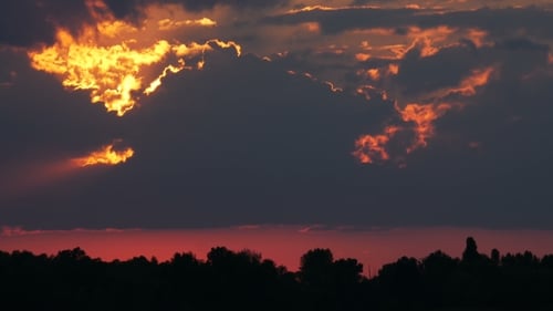 Colour Sunset Over The River