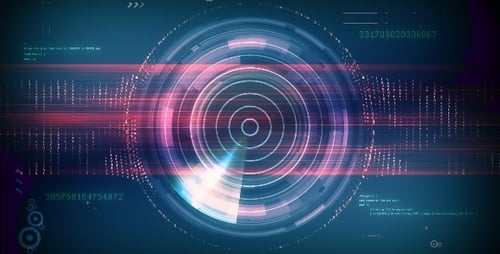 Futuristic Digital Radar Scan with Data Overlay Animation