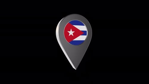 3D Animated Location Pin with Cuban Flag