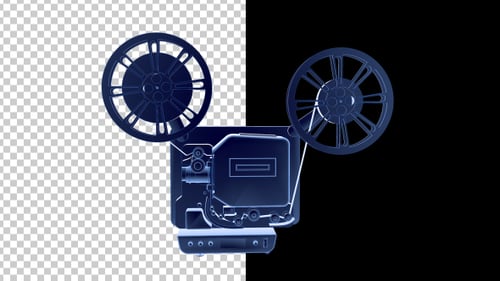 Futuristic Animated Film Projector with Spinning Reels