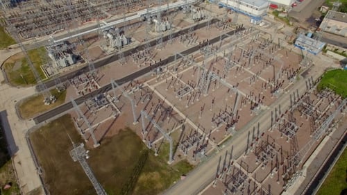 Aerial View Of Electrical Power Substation In The City