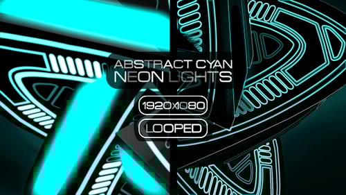 Abstract Cyan Neon Lights Geometric Pattern Loop
