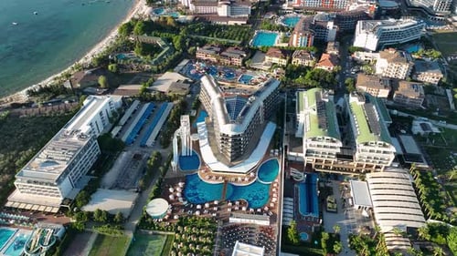 Auf einer Drohne gefilmte Hotels Türkei Alanya Avsallar 4 K