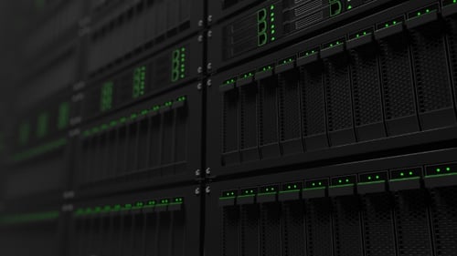 Black Server Racks With Green Lights Zoom