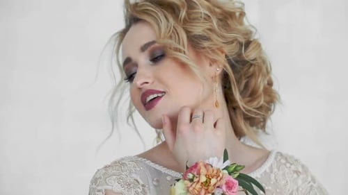 Elegant Woman with Floral Corsage Posing Gracefully