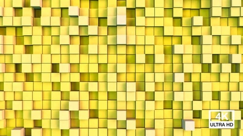 Abstract Yellow Geometric Cubes Seamless Looping Background