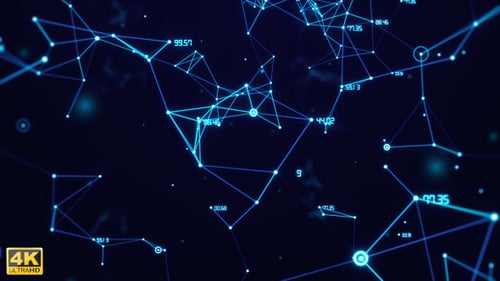 Abstract Technology Network with Flowing Data Points