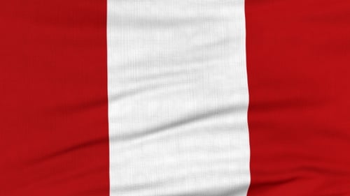 Seamless Waving Peru Flag Realistic Fabric Loop