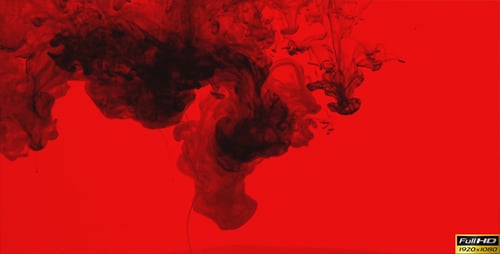 Black Ink Swirls on a Red Background