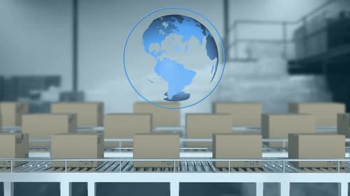 Global Shipping Logistics with Rotating Earth and Moving Boxes