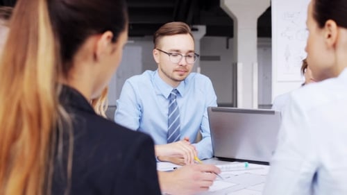 Architects With Laptop And Blueprint At Office 31
