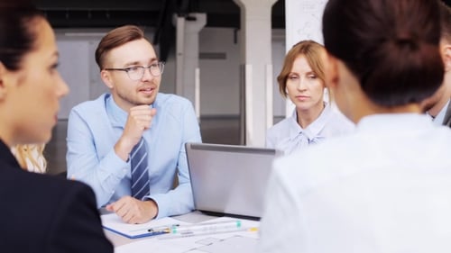 Architects With Laptop And Blueprint At Office 36